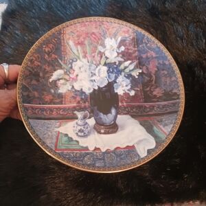 Floral Decorative Plate with Blue Vase Sonnet Of Beauty Wl George